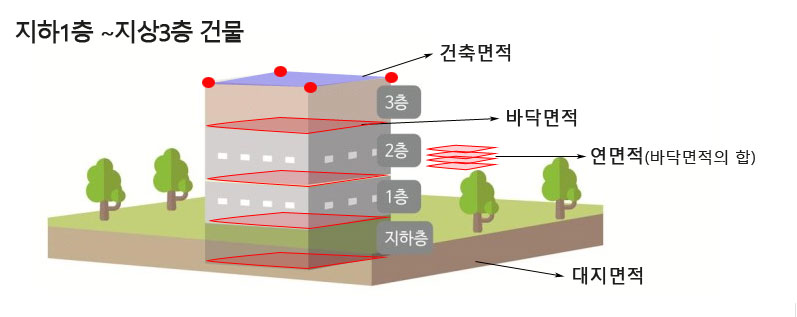 부동산의면적(바닥면적연면적건축면적)