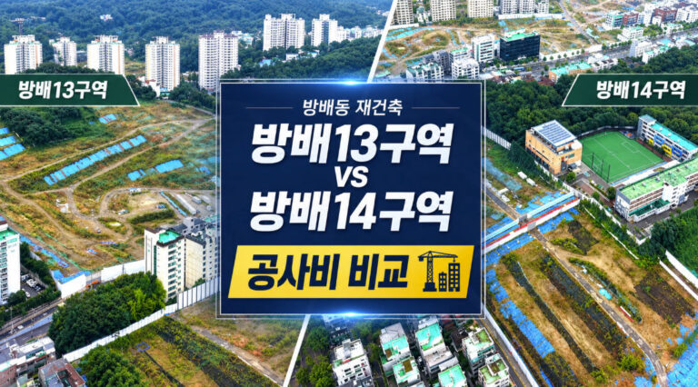 방배13구역·방배14구역 공사비 비교｜세대당·연면적 기준 얼마나 차이날까?
